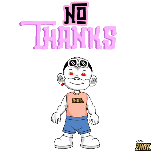 Cartoon Character With Hearts No Thanks Sticker