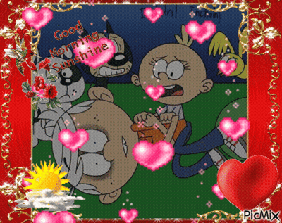 Cartoon Character With Hearts Saying Good Morning Sunshine GIF