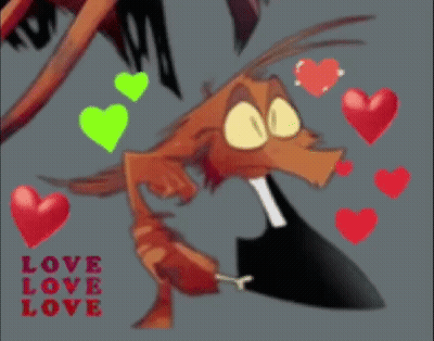 Cartoon Character With Hearts Saying Love Love Love GIF