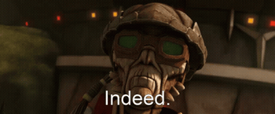 Cartoon Character With Helmet and Goggles Saying Indeed