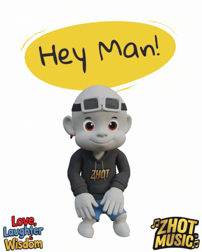 Cartoon Character With Hey Man Speech Bubble GIF