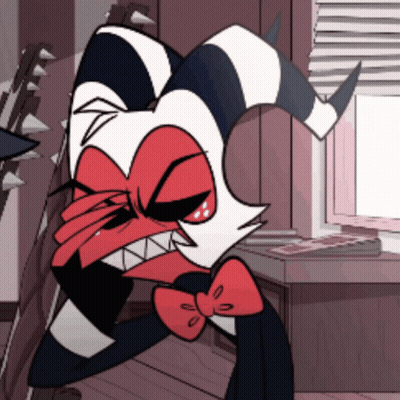 Cartoon Character With Horns And Bow Tie Looking Out Window GIF