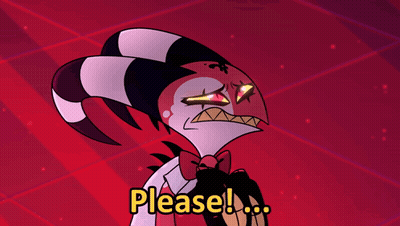 Cartoon Character With Horns And Bow Tie Says Please GIF