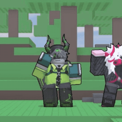 Cartoon Character With Horns And Green Shirt Standing Next To Another GIF