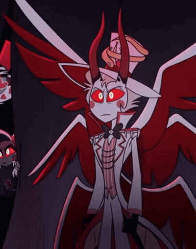 Cartoon Character With Horns And Wings Wearing Hat GIF