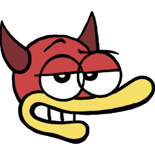 Cartoon Character With Horns And Yellow Mouth Sticker