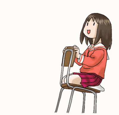 Cartoon Character With Horns In Blue Chair GIF