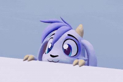 Cartoon Character With Horns Peeking GIF