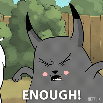 Cartoon Character With Horns Saying Enough GIF