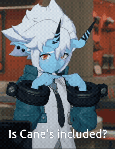 Cartoon Character With Horns Saying Is Cane's Included GIF