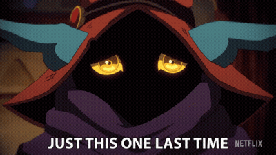 Cartoon Character With Horns Saying Just This One Last Time GIF