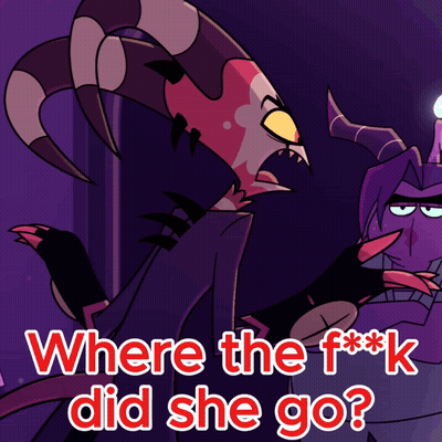 Cartoon Character With Horns Saying Where Did She Go GIF
