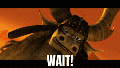 Cartoon Character With Horns Says Wait GIF