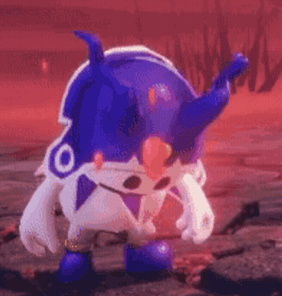 Cartoon Character With Horns Standing On Rocky Surface GIF