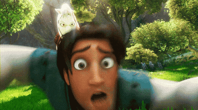 Cartoon Character With Horse On Head Surprised GIF