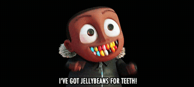Cartoon Character With Jellybean Teeth GIF