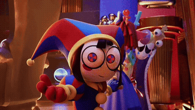 Cartoon Character With Jester Hat And Glasses GIF