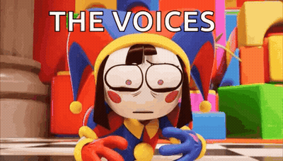 Cartoon Character With Jester Hat And Glasses And Colorful Blocks GIF