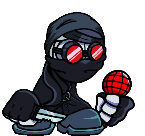 Cartoon Character With Knife And Red Ball Sticker