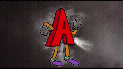 Cartoon Character With Letter A On Head GIF