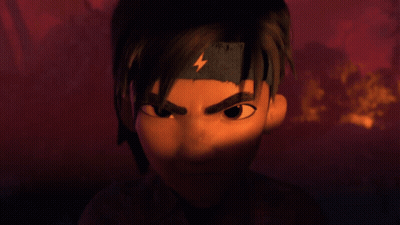 Cartoon Character With Lightning Bolt Headband GIF