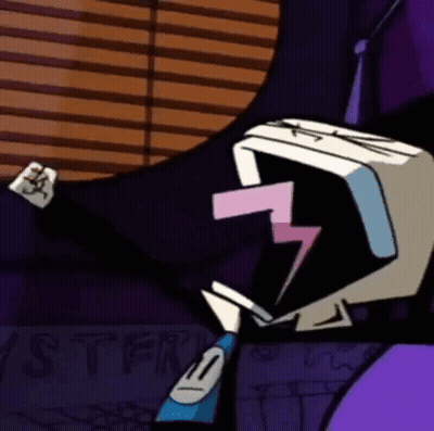 Cartoon Character With Lightning Bolt In Mouth Holding Paper GIF