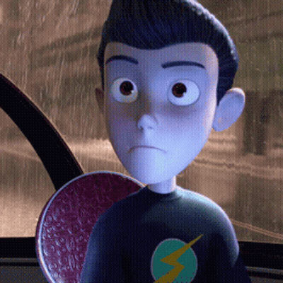 Cartoon Character With Lightning Bolt Sitting In Car GIF