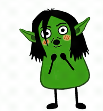 Cartoon Character With Long Black Hair and Ears