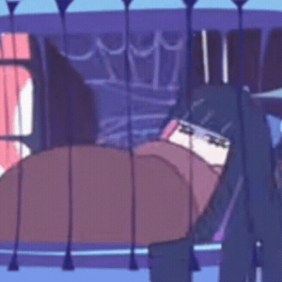 Cartoon Character With Long Black Hair in Cage Behind Bars