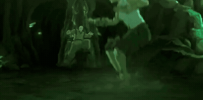 Cartoon Character With Long Hair And Glowing Eyes In Dark GIF