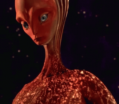 Cartoon Character With Long Neck And Blue Eyes GIF