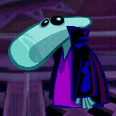 Cartoon Character With Long Nose And Purple Cape GIF