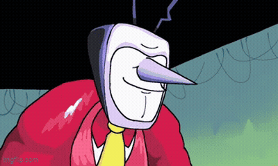 Cartoon Character With Long Nose And Red Jacket And Tie GIF