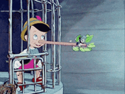 Cartoon Character With Long Nose In Cage With Bird GIF
