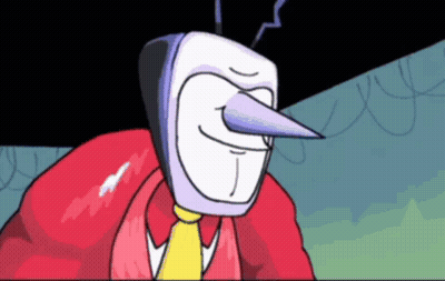 Cartoon Character With Long Nose Red Jacket Yellow Tie GIF