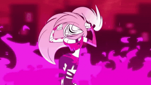 Cartoon Character With Long Pink Hair Dancing GIF
