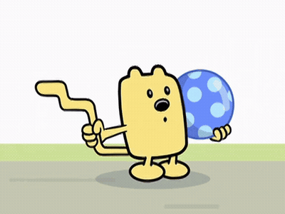 Cartoon Character With Long Tail Holding Blue Ball GIF