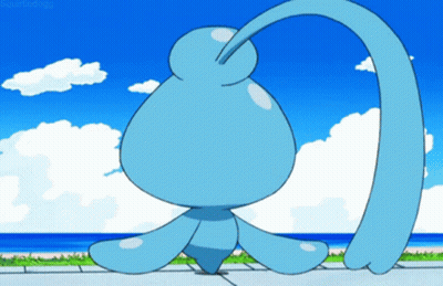 Cartoon Character With Long Tail On Sidewalk Near Ocean GIF