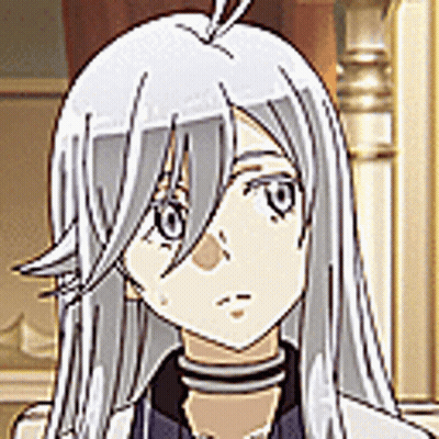 Cartoon Character With Long White Hair And Choker GIF