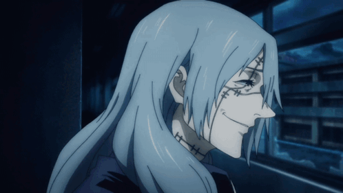 Cartoon Character With Long White Hair And Face Tattoo GIF