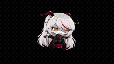 Cartoon Character With Long White Hair And Red Horns GIF