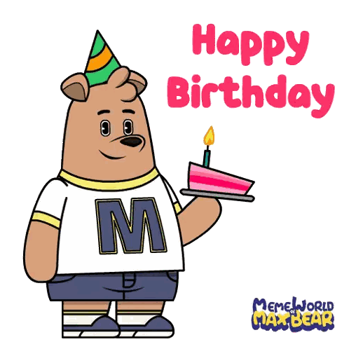 Cartoon Character With M Holding Cake Sticker