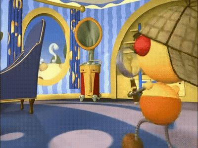 Cartoon Character With Magnifying Glass On Head GIF