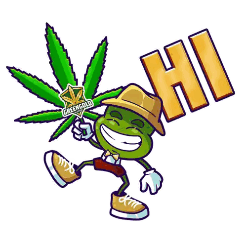 Cartoon Character With Marijuana Leaf And Hi Sticker