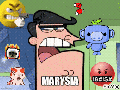 Cartoon Character With Marysia On Arm GIF