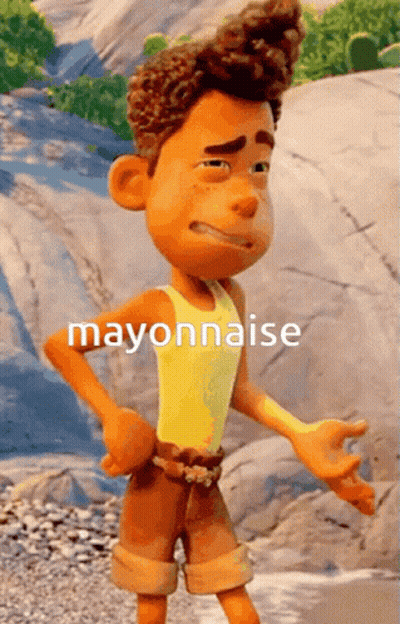 Cartoon Character With Mayonnaise Text GIF