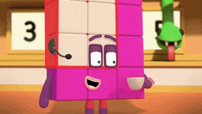 Cartoon Character With Microphone And Number 3 GIF