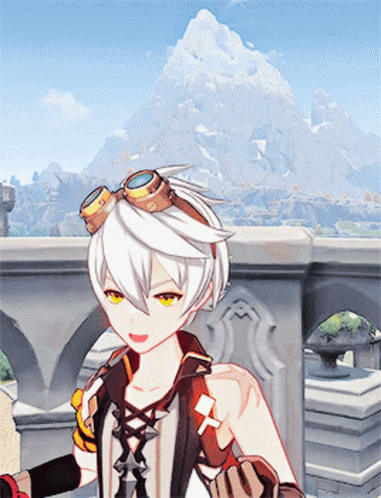 Cartoon Character With Mountain Background Wearing Goggles GIF