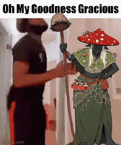 Cartoon Character With Mushroom Hat Says Oh My Goodness Gracious GIF