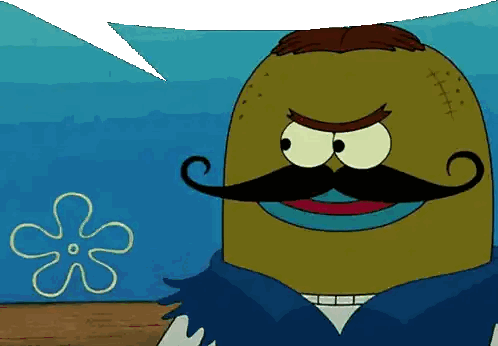 Cartoon Character With Mustache And Flower Sticker